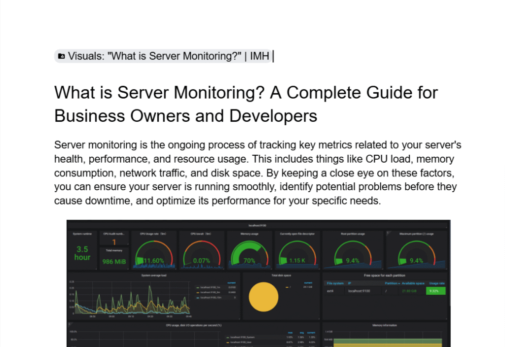 content outline imh server monitoring guide google docs